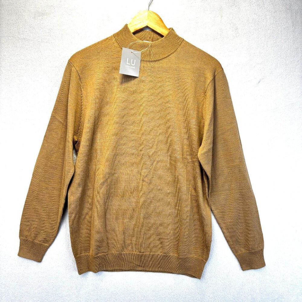 NWT Linea Uomo Wool Blend Turtleneck Sweater Mens Small S Tan Skicore Minimalist
